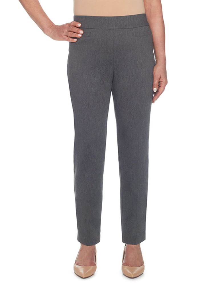 Alfred Dunner Petite Pull-On Straight-Leg Pa Grey 6P
