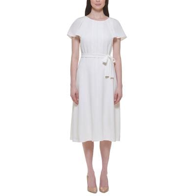 Tommy Hilfiger Womens Pleated-Front Flutter- Ivory 10